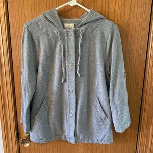 J. Crew YOGA Hooded Grey Sweatshirt Jacket - Size Large
